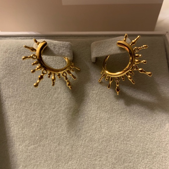 Glod Radiant Beams Earrings Sterling/18k GP - Picture 3 of 4